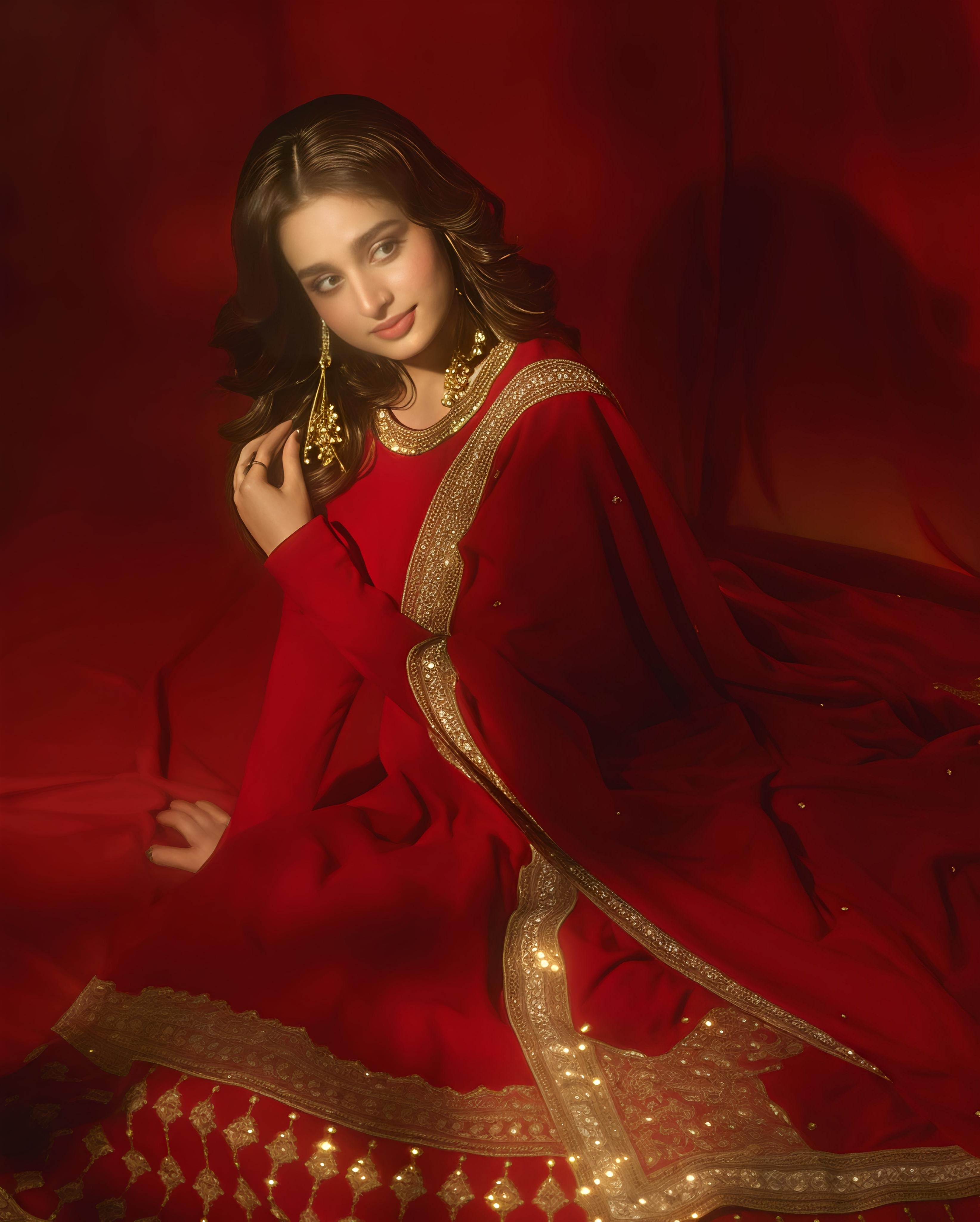 Vichitra Silk Sequins Gown Set
