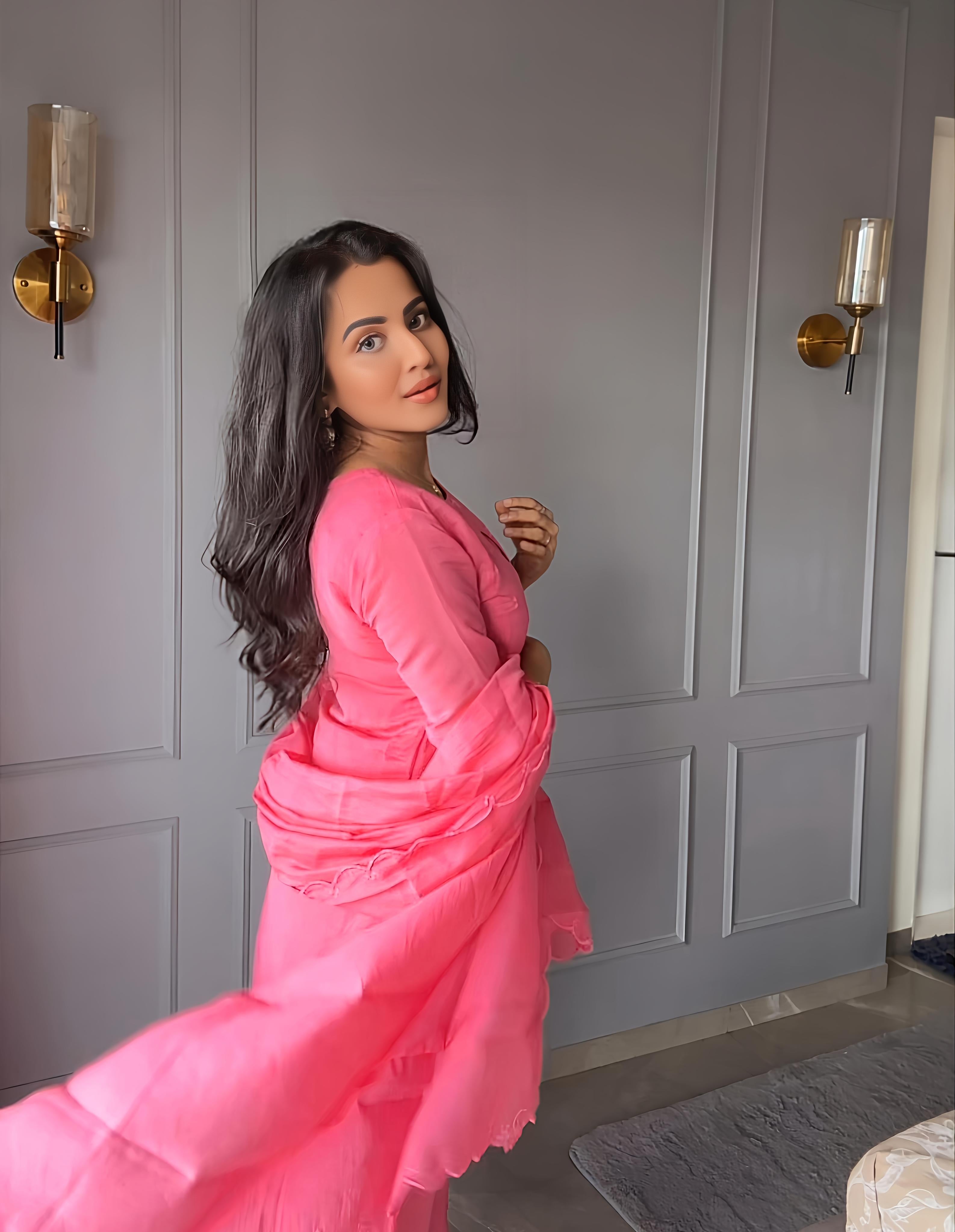 Tulip Pink Embroidered Flex Kurta Set
