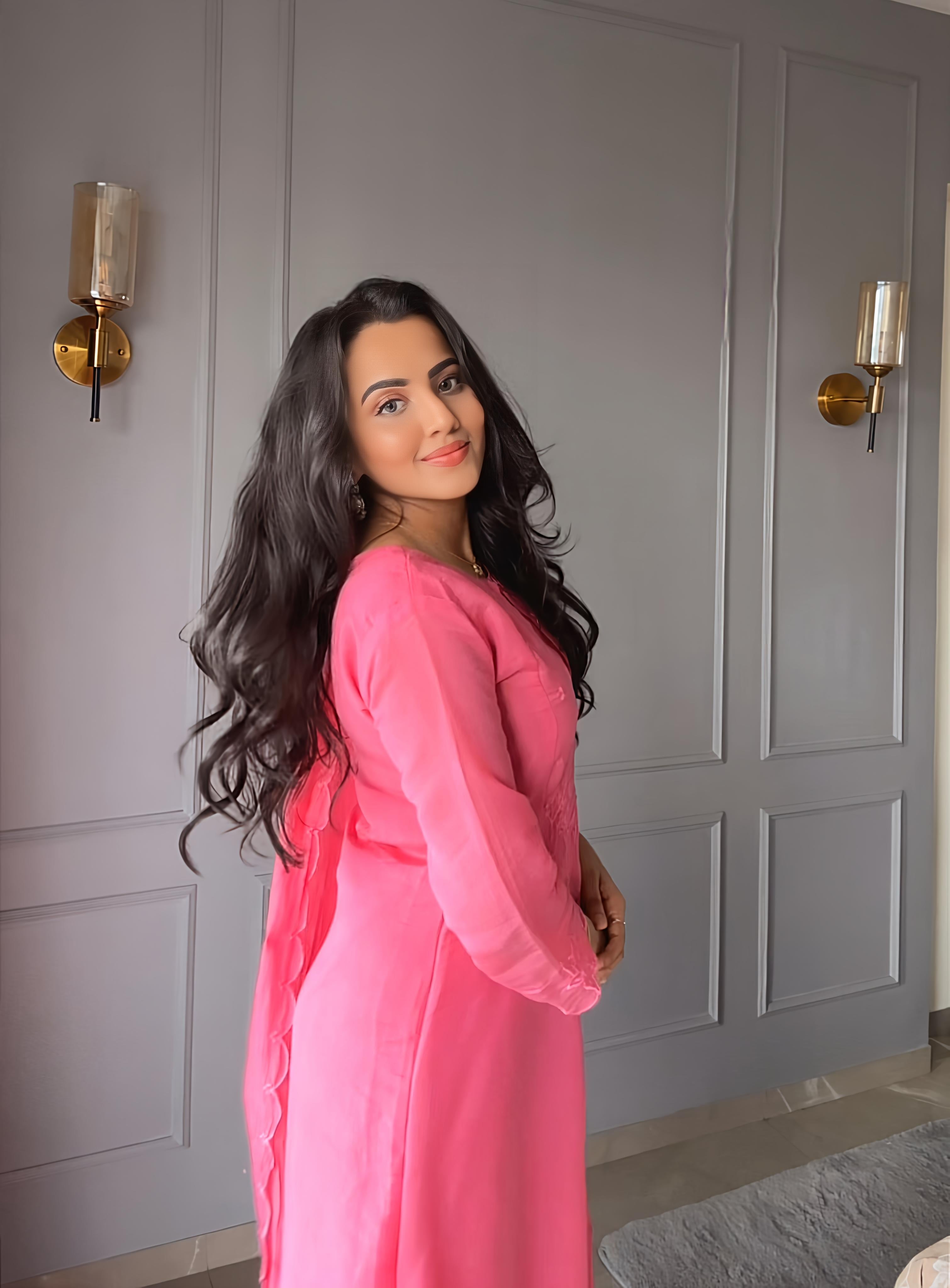 Tulip Pink Embroidered Flex Kurta Set