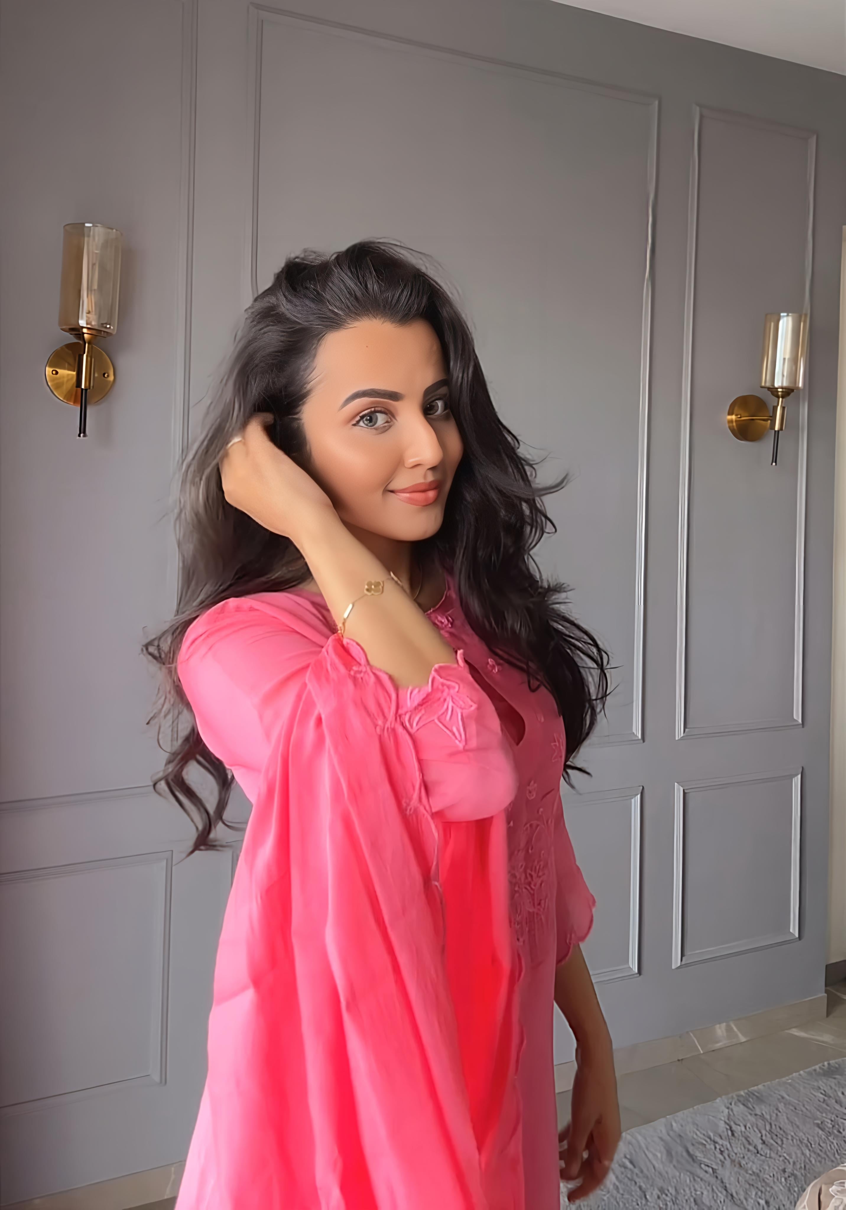 Tulip Pink Embroidered Flex Kurta Set