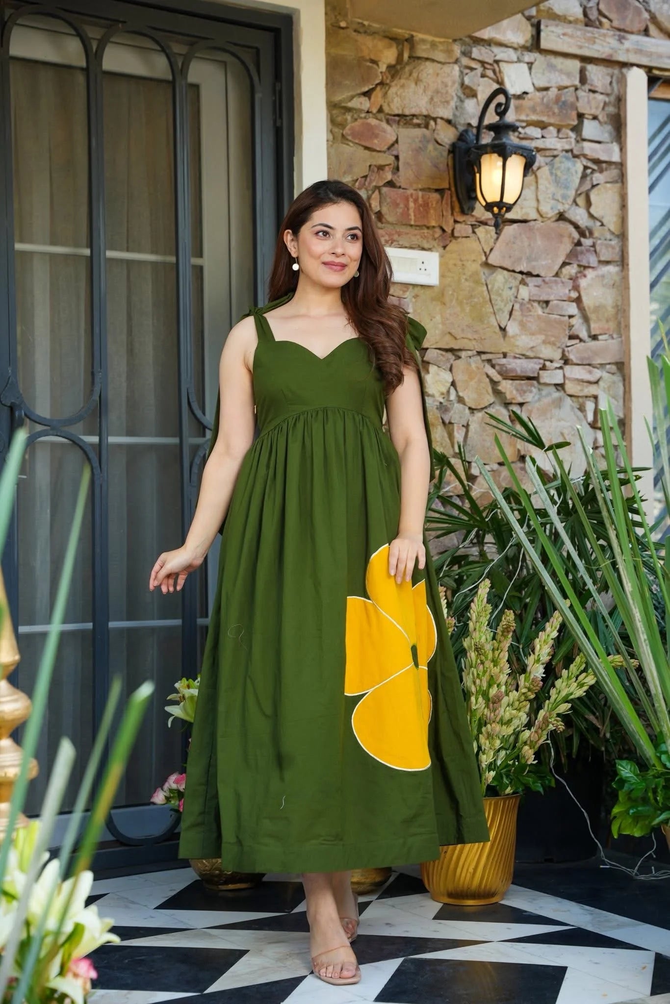 Applique Patchwork Flare Gown