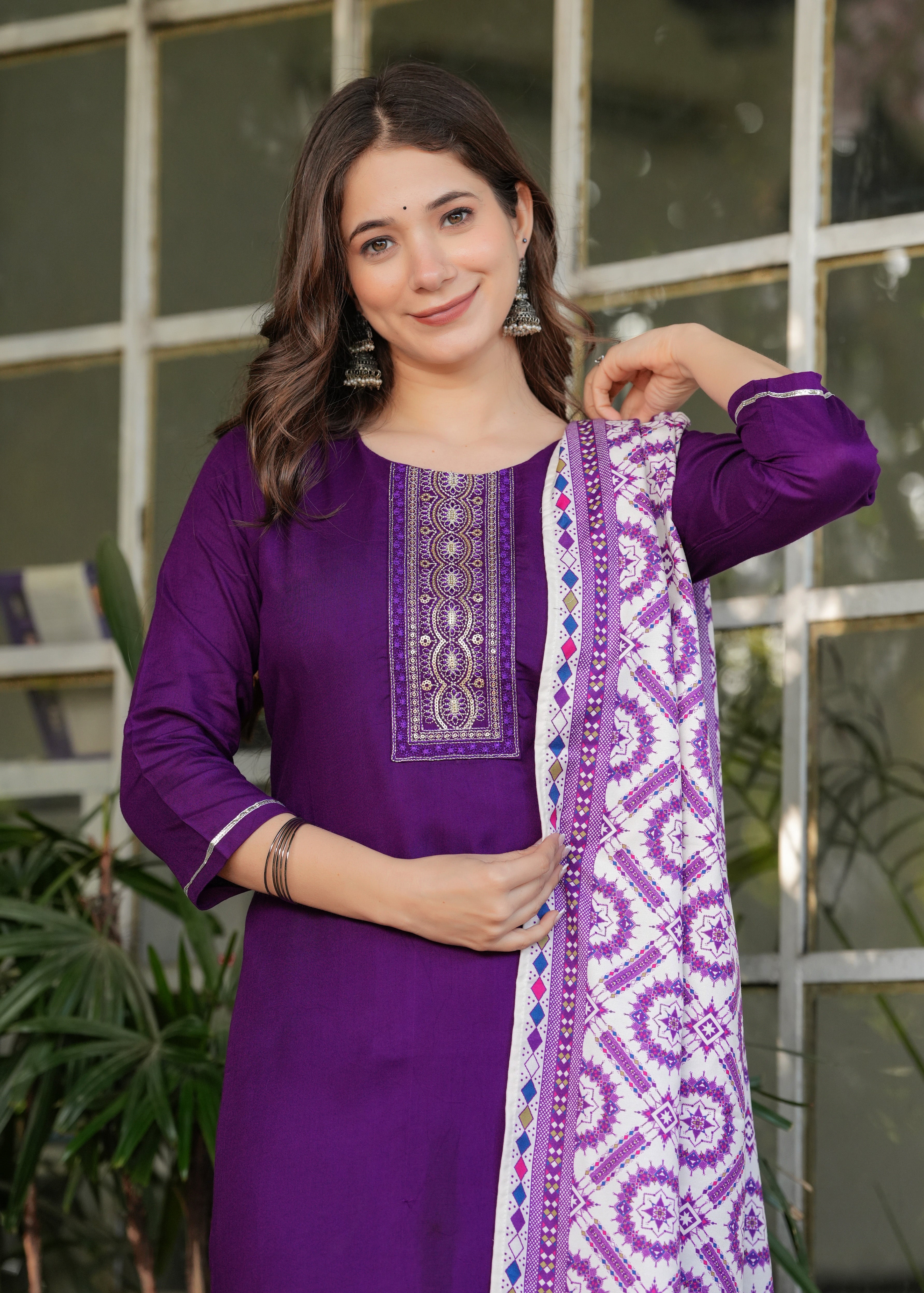 Navy Blue Rayon Embroidered Kurta Set