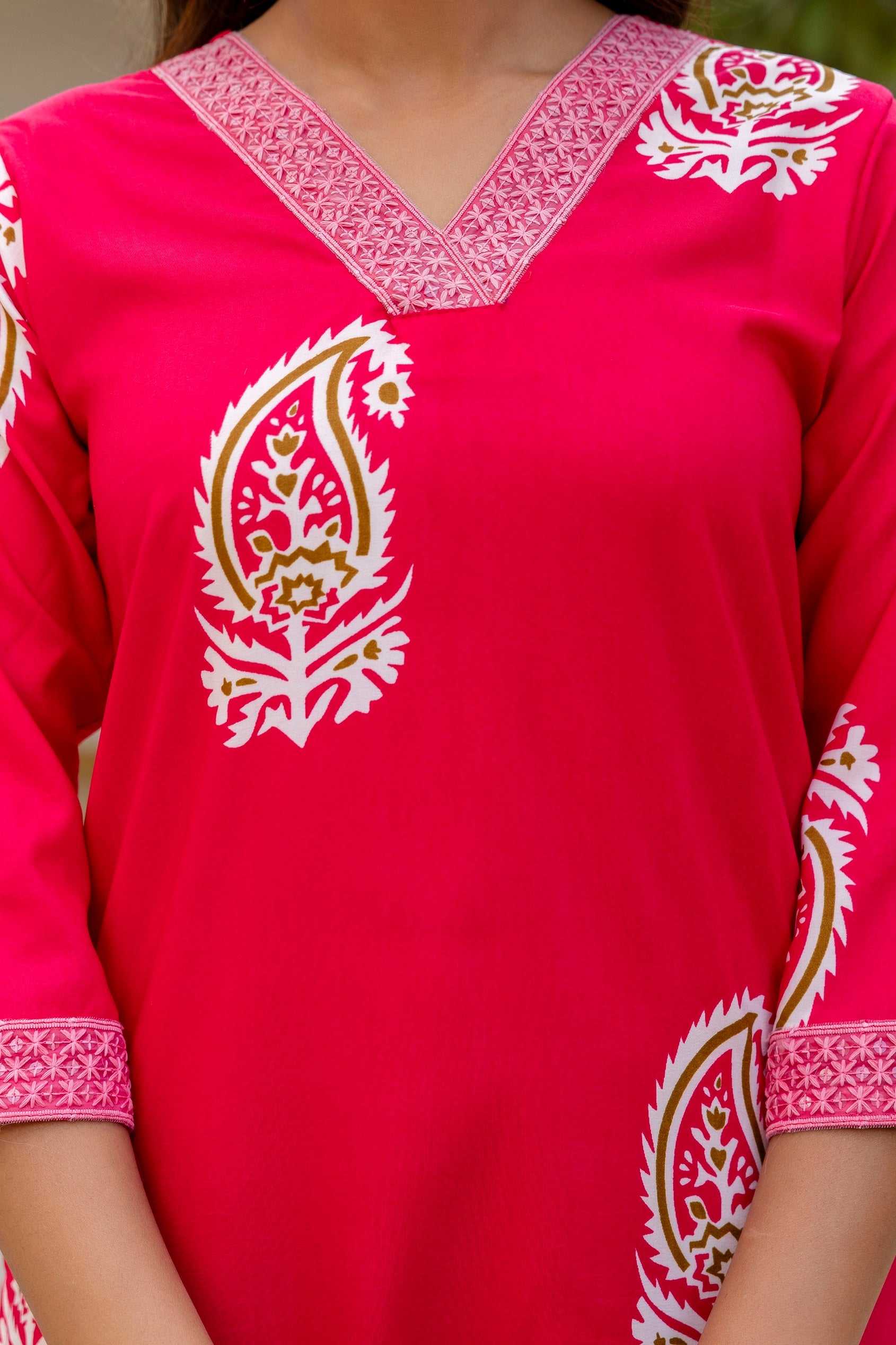 Pink Rayon Paisley Printed Straight Kurta Pant Set with Dupatta