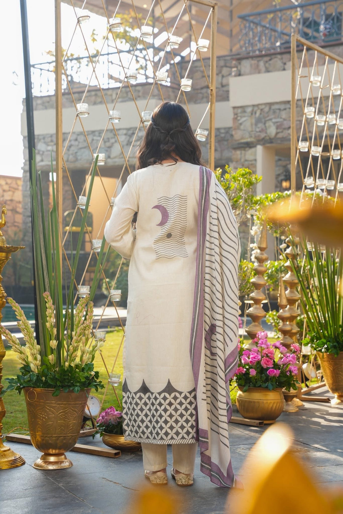 Maalank Off-White Straight Suit Sets