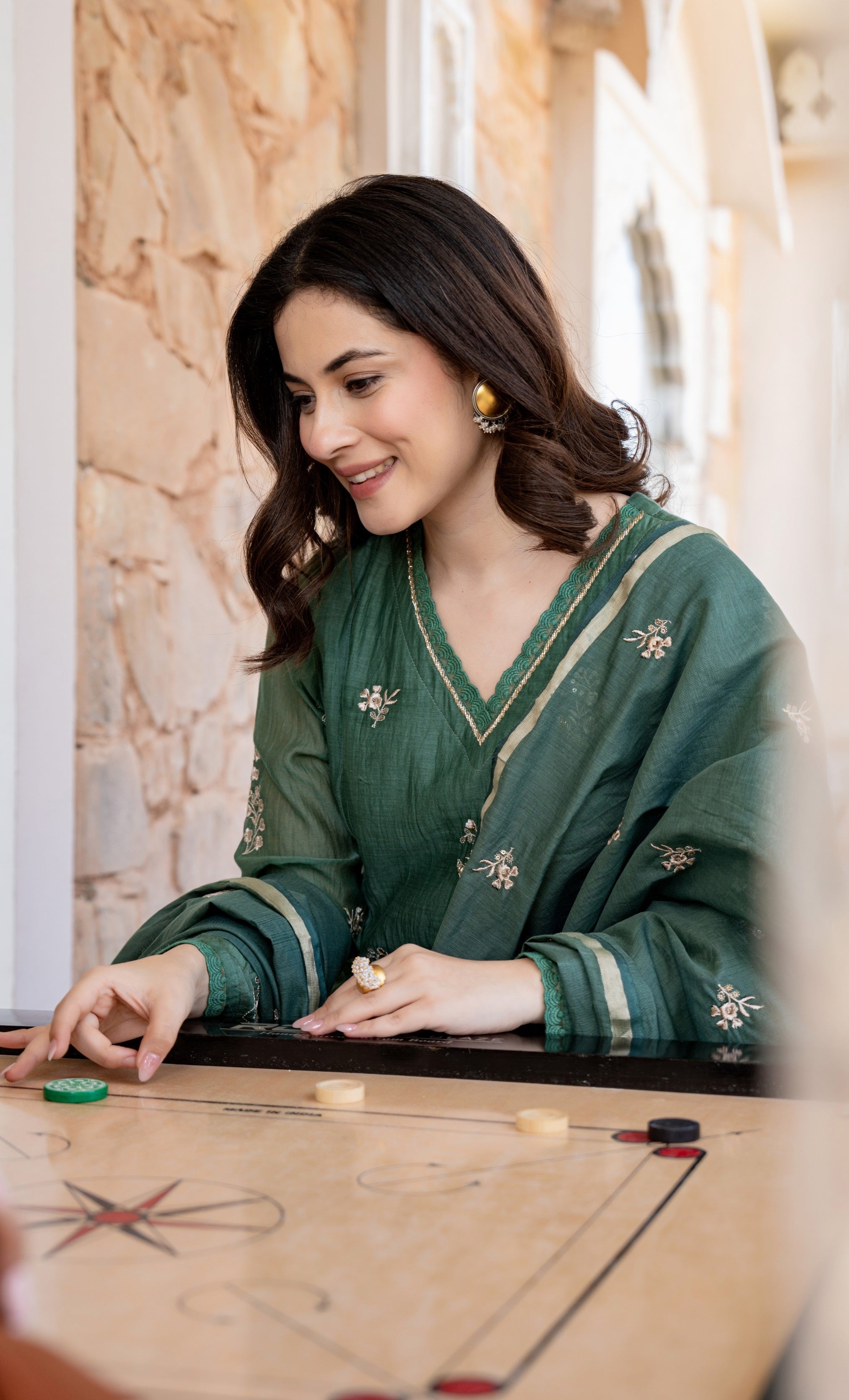Graceful Green Chanderi Silk Embroidered Anarkali Kurta Pant Suit Set with Dupatta