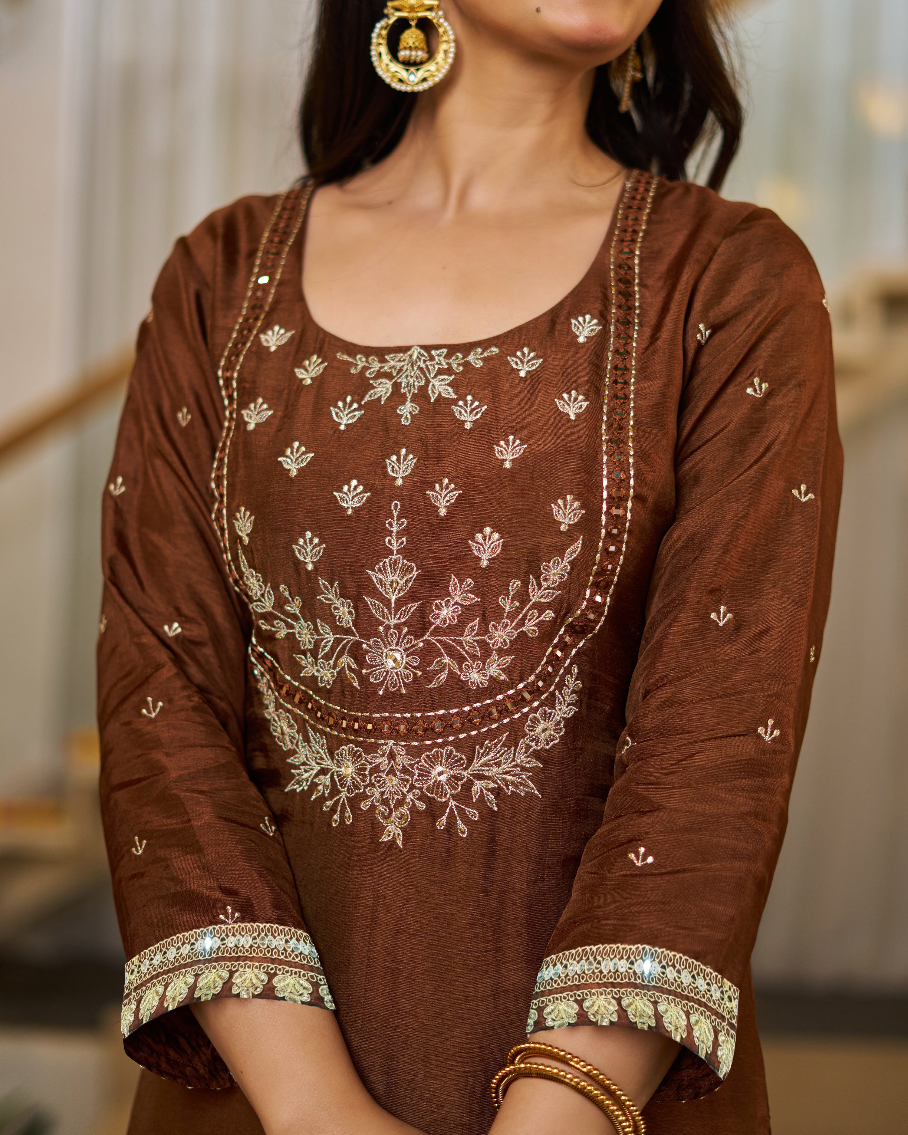 Vichitra Silk Straight Kurta Pant Suit Set with Dupatta