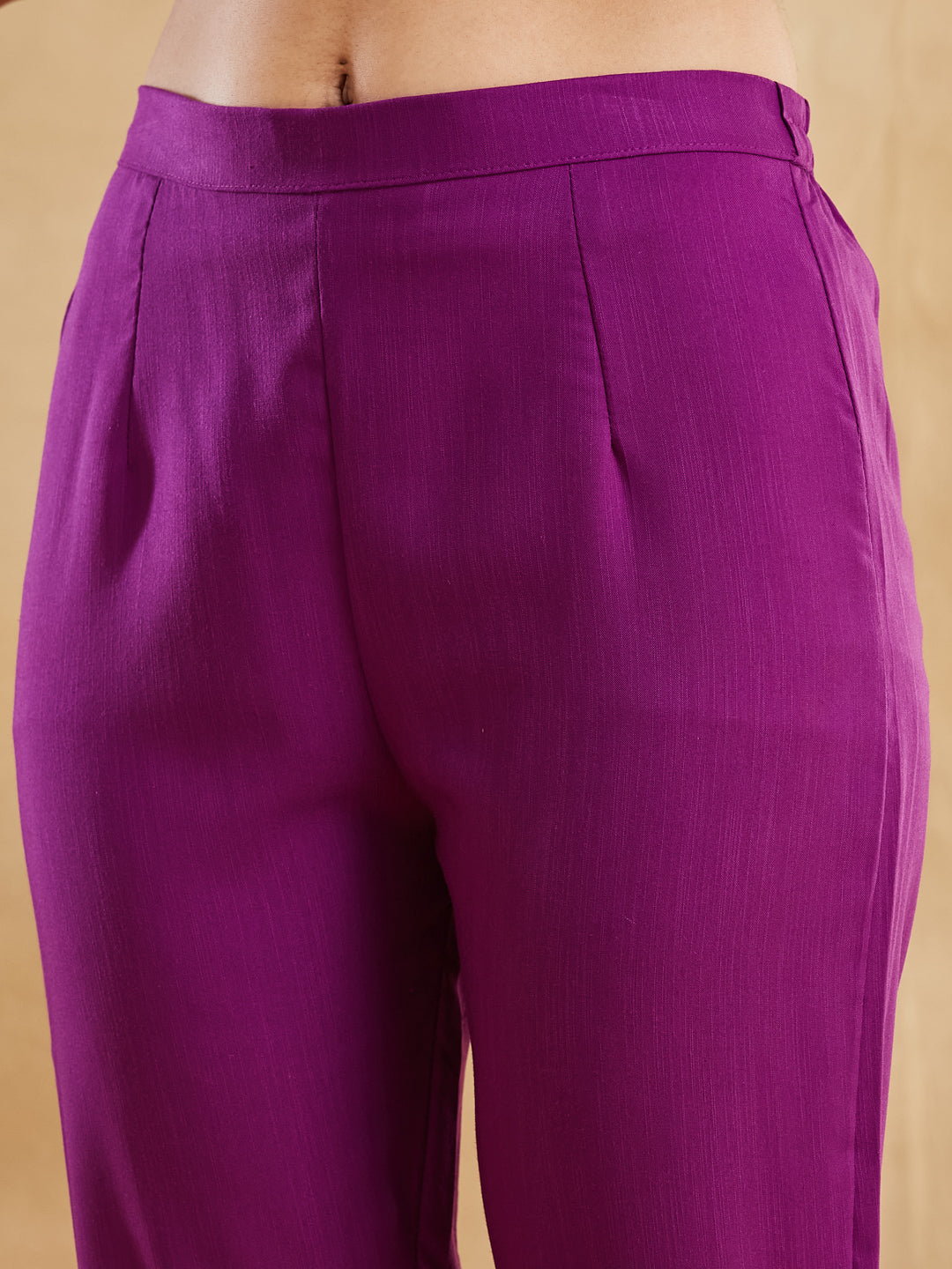 Purple Viscose Rayon Straight Kurta Pant Suit Set with Dupatta