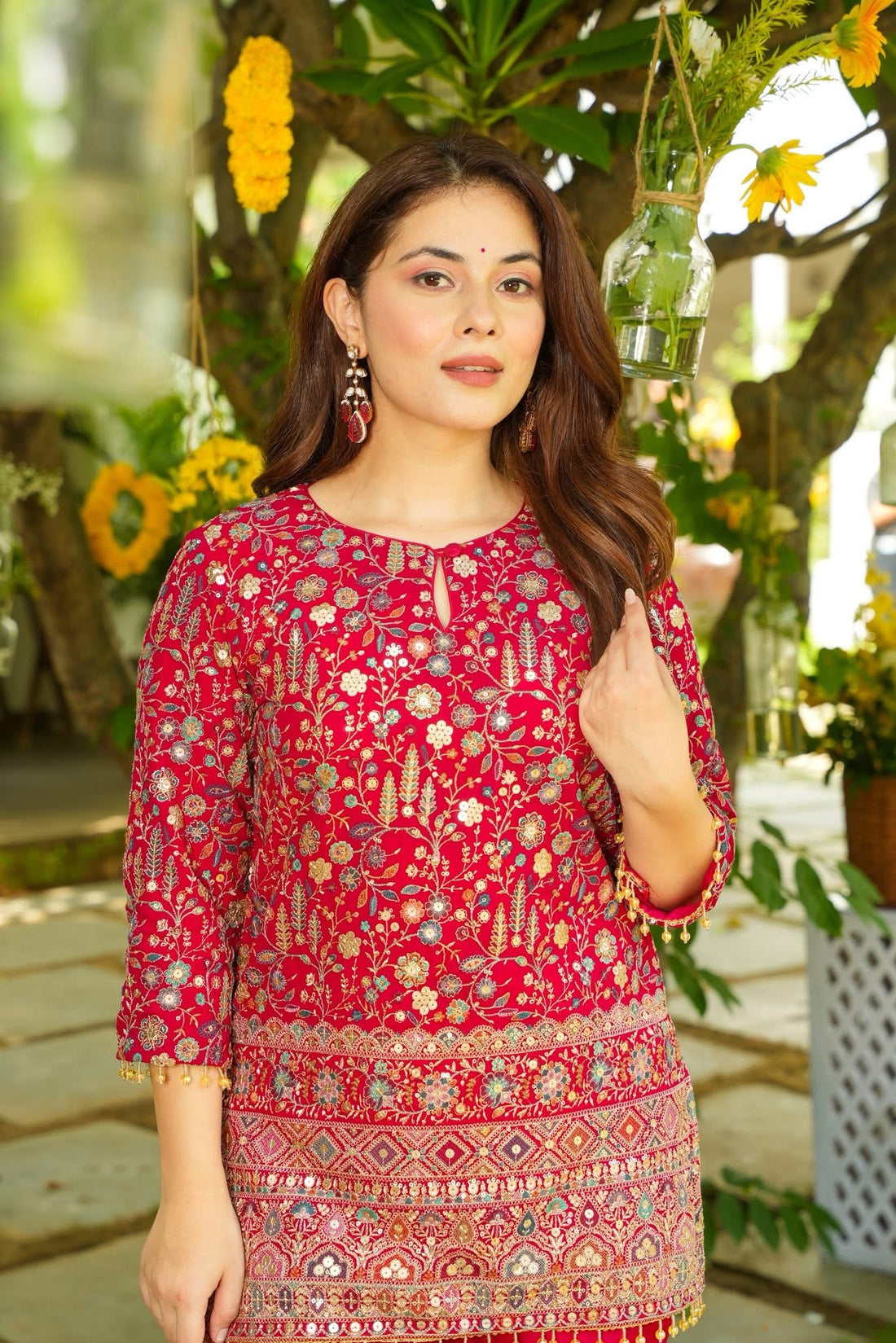 Maalank Short Kurta and Straight Pant Festive Co-Ord Set