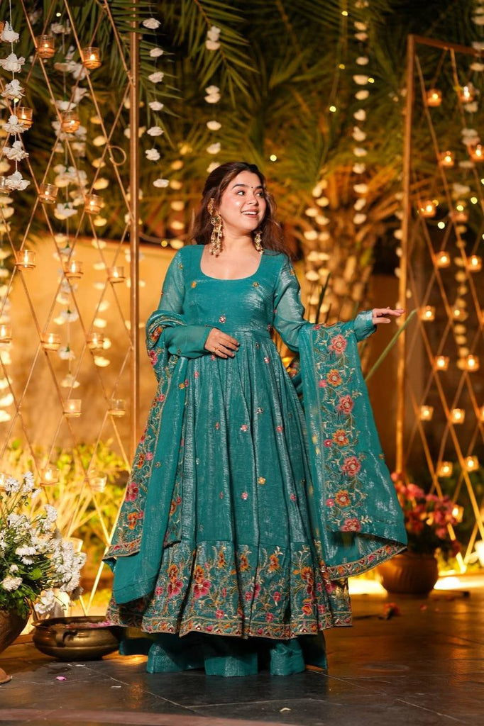 Rama Crunchy Silk Party Wear Embroidery Suit Set