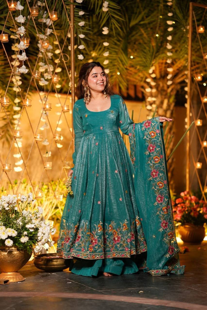 Rama Crunchy Silk Party Wear Embroidery Suit Set