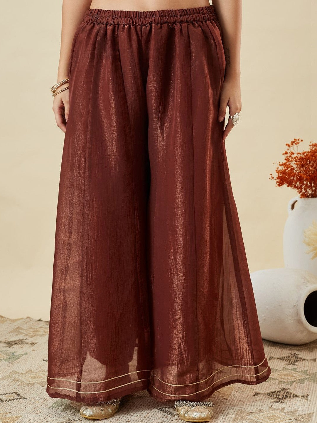 Mokosh Women Silk Embroidered Kurta and Palazzo Set With Dupatta