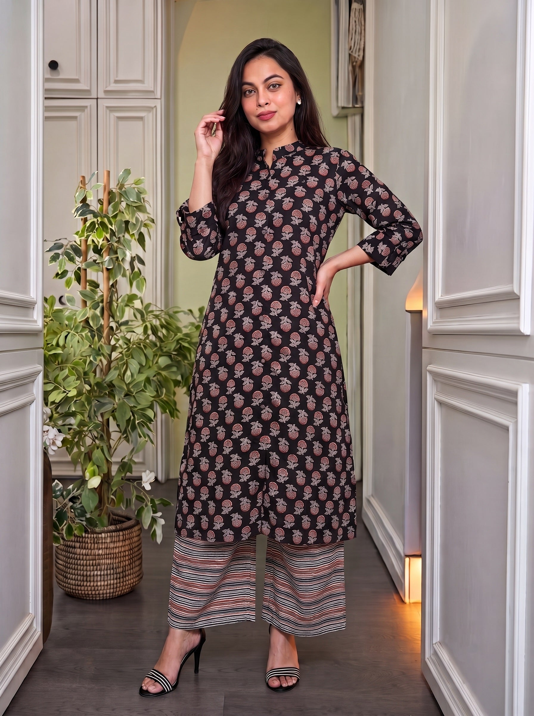 Women Ethnic Motifs Printed Regular Pure Cotton Kurta with Trousers