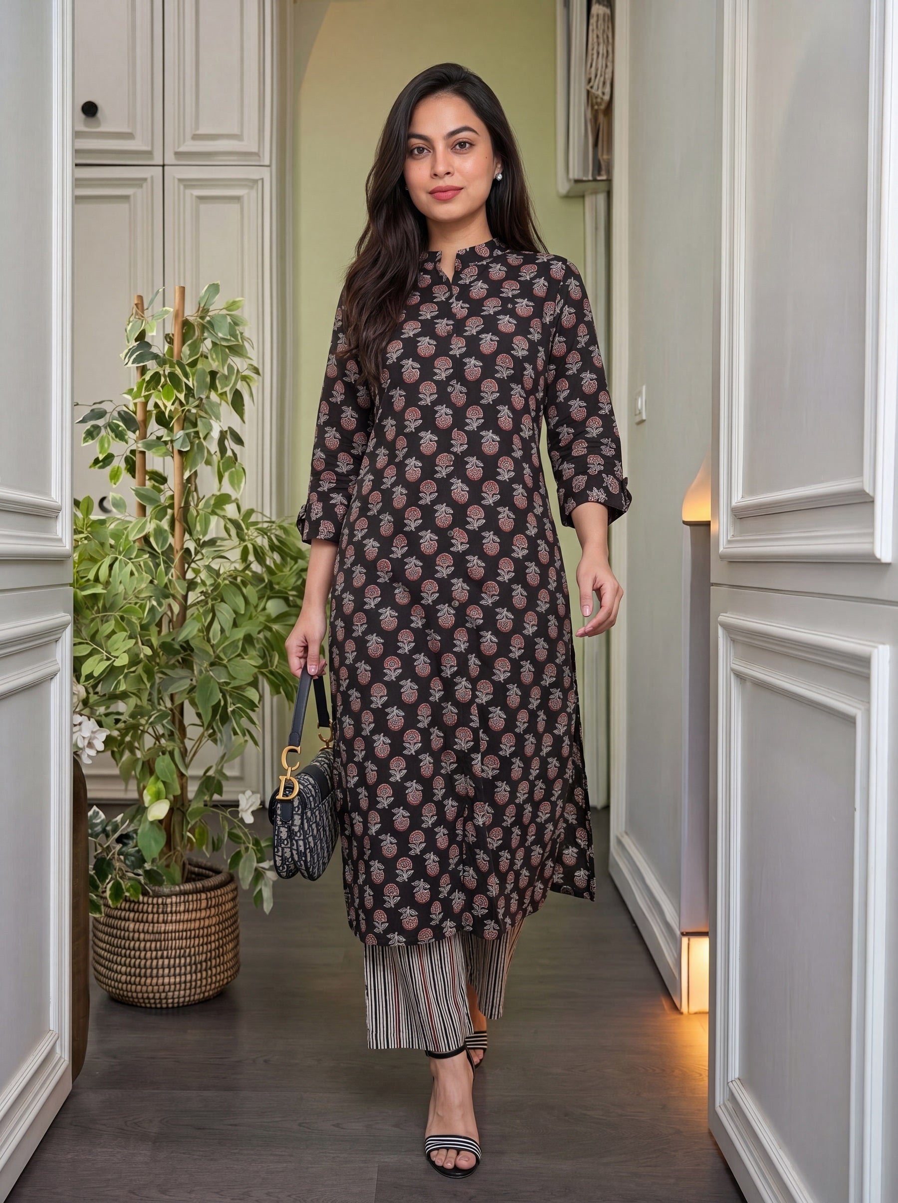 Women Ethnic Motifs Printed Regular Pure Cotton Kurta with Trousers