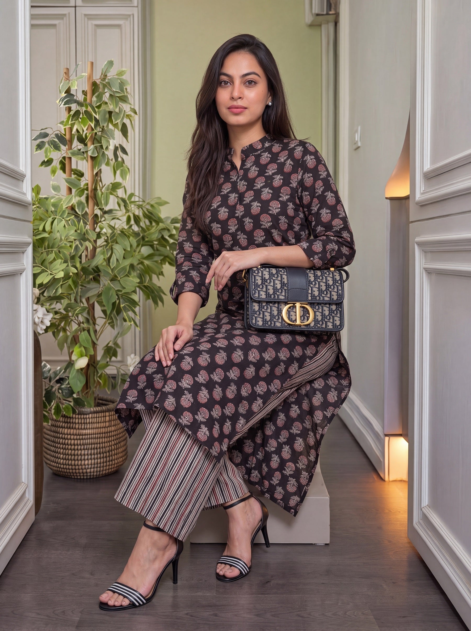 Women Ethnic Motifs Printed Regular Pure Cotton Kurta with Trousers