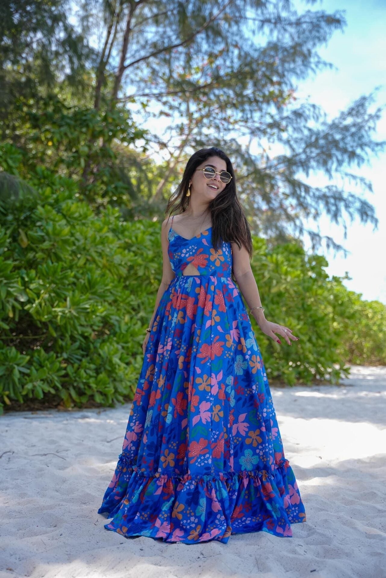 Twins Lady Floral Print Fit & Flare Maxi Dress