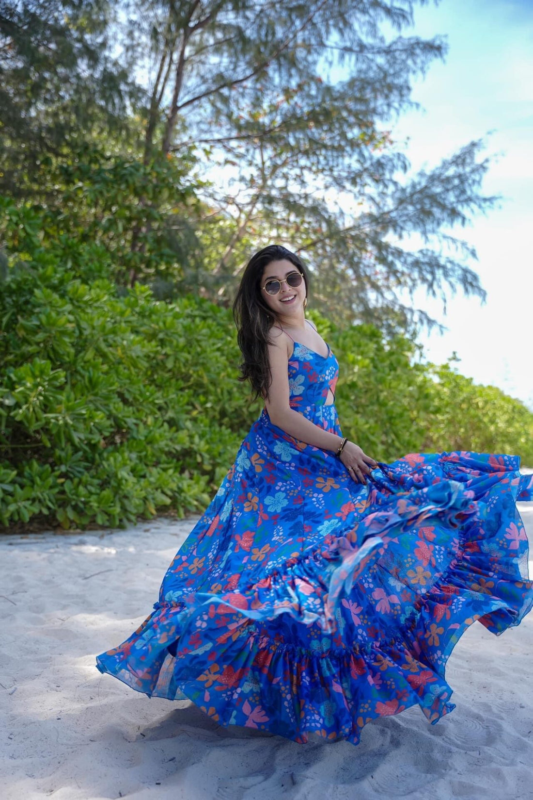 Twins Lady Floral Print Fit & Flare Maxi Dress