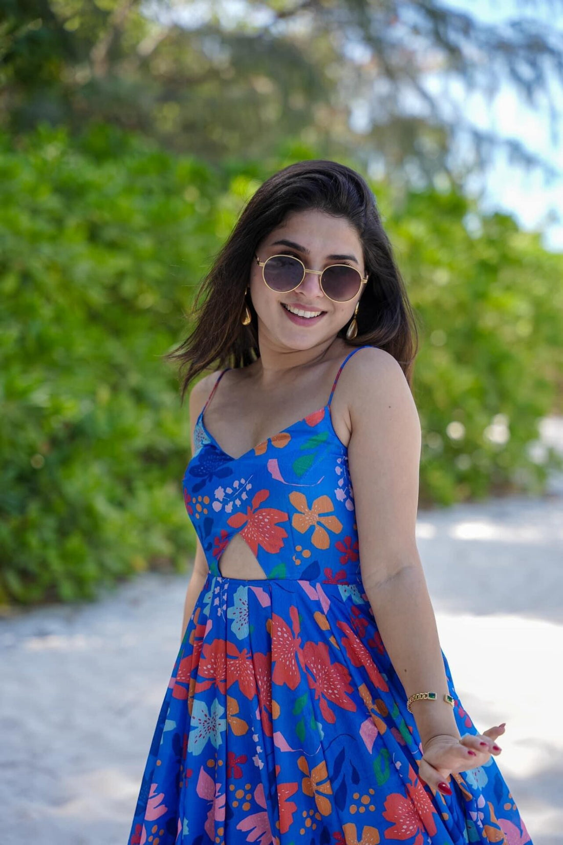 Twins Lady Floral Print Fit & Flare Maxi Dress