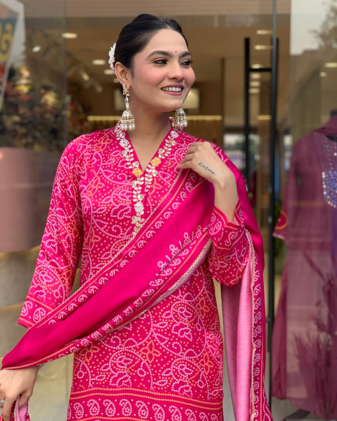 Fuchsia Pink Traditional Embroidered Ethnic Suit Set