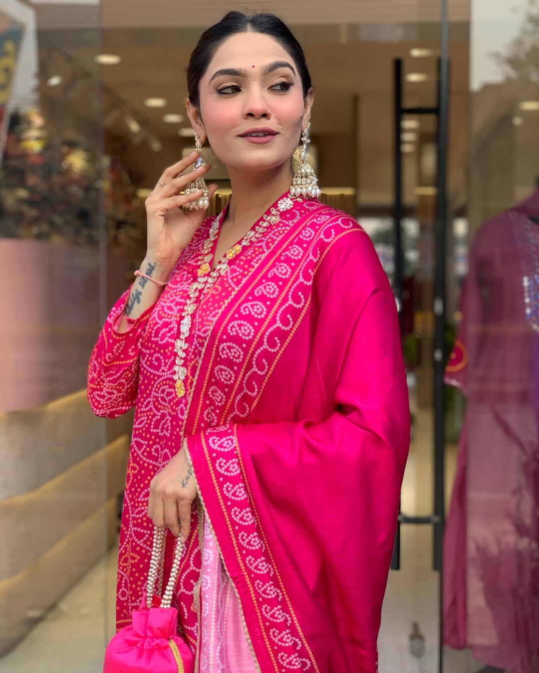 Fuchsia Pink Traditional Embroidered Ethnic Suit Set