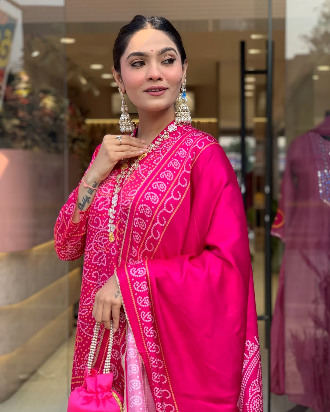 Fuchsia Pink Traditional Embroidered Ethnic Suit Set