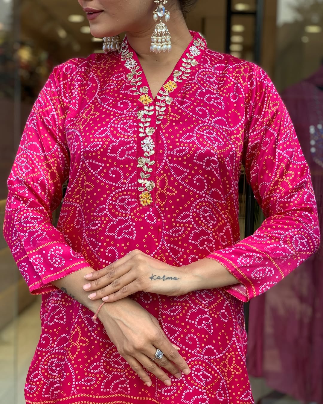 Fuchsia Pink Traditional Embroidered Ethnic Suit Set