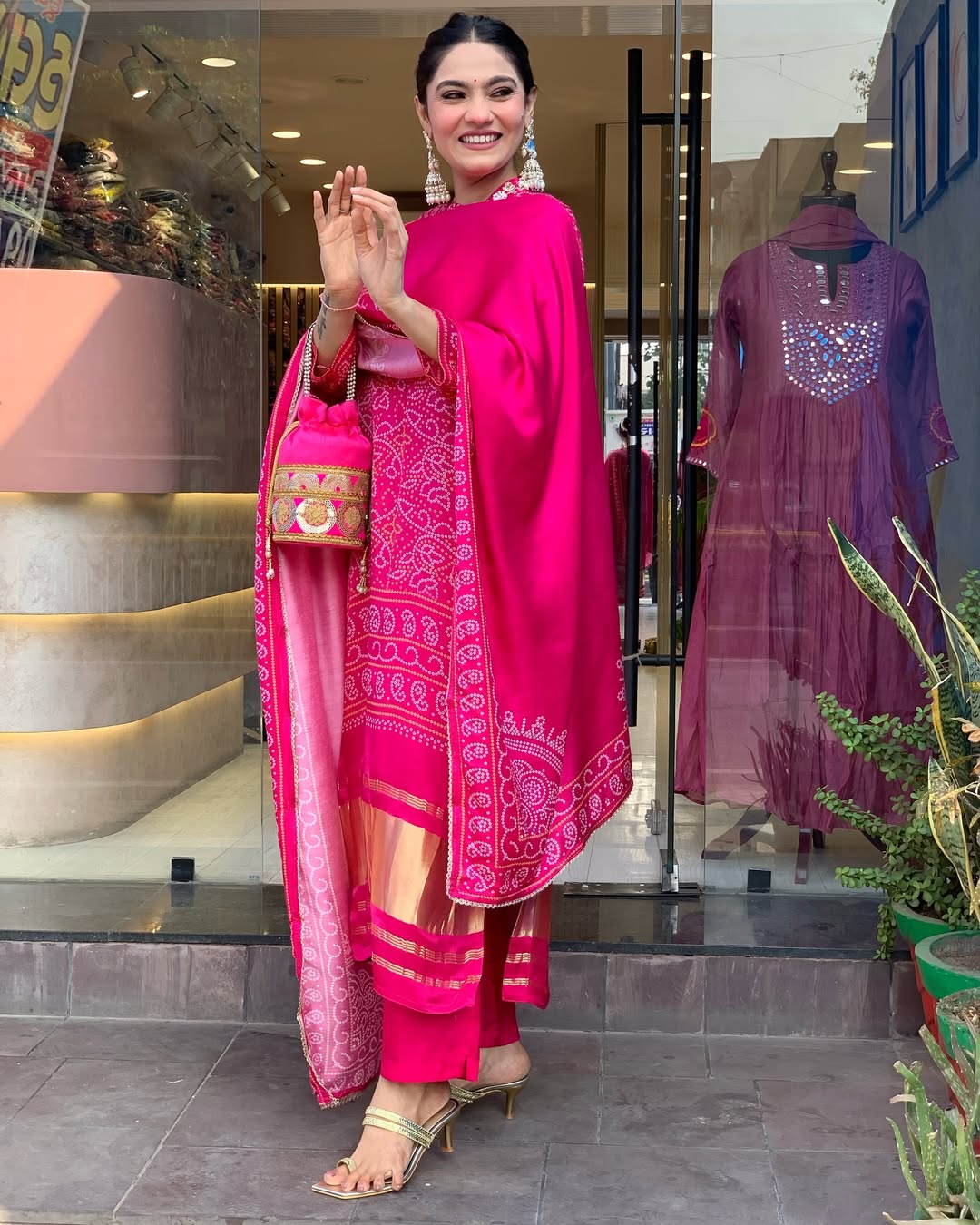 Fuchsia Pink Traditional Embroidered Ethnic Suit Set