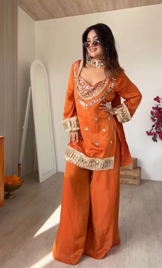 Rust Orange-Premium Tissue 4-Piece Bustier Set